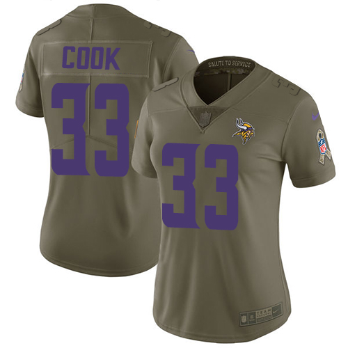 Nike Vikings #33 Dalvin Cook Olive Women's Stitched NFL Limited Salute to Service Jersey